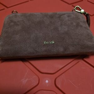 The Sak Brown Suede Multicolor Wristlet Phone Holder